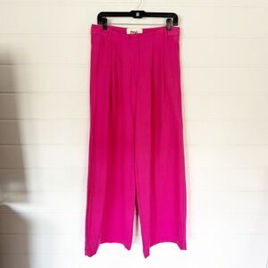 Mii A L’ecole Collection Hugh Rise Wide Leg Wool Blend Palazzo Pants in Fuscia M